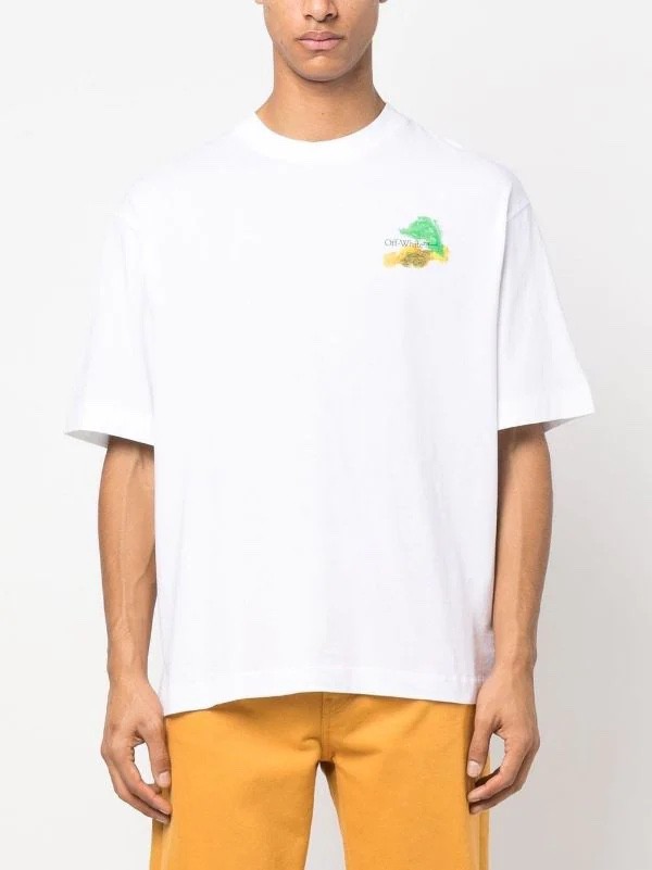 OFF-WHITE オフホワイト2023 春夏新作 ホワイト 半袖Tシャツ 並行輸入品